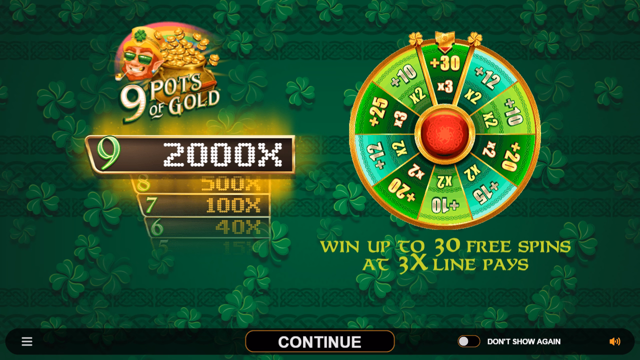Image of 9 Pots of Gold slot game feature dialogue