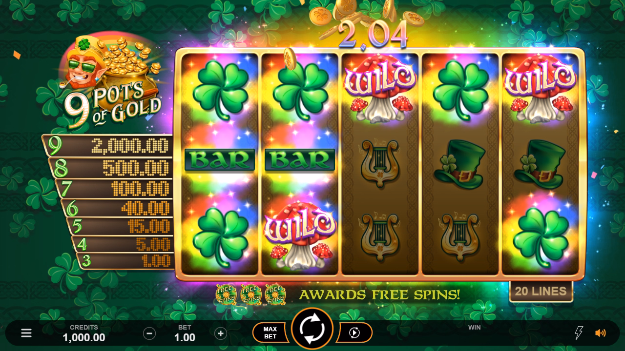 Image of 9 Pots of Gold slot game wild 