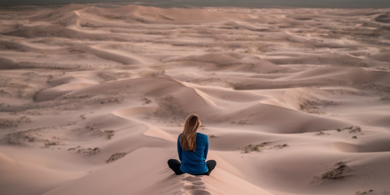 Woman sitting alone in nature
