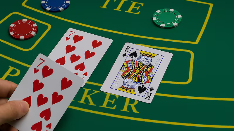 Cards and chips on casino table