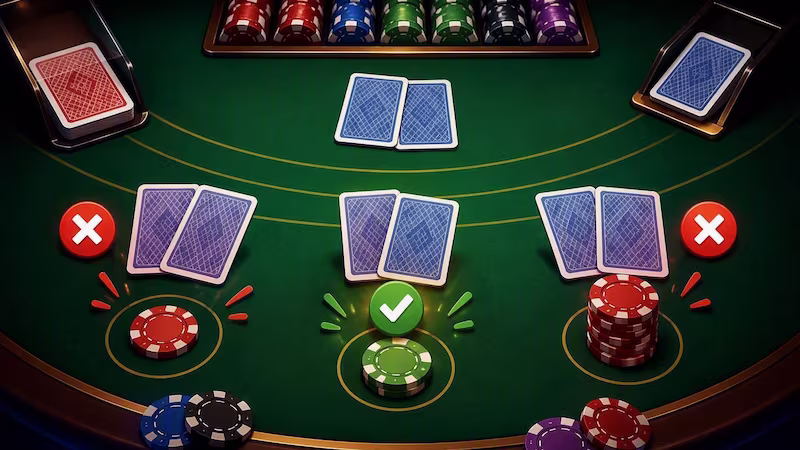 Cards and chips on casino table