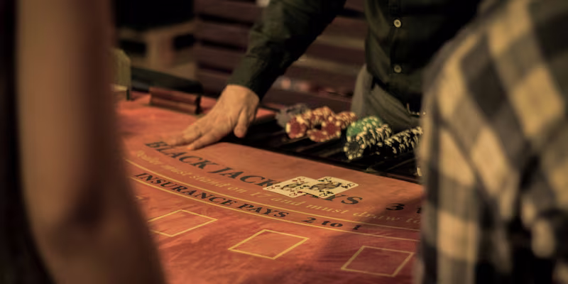 Dealer at blackjack table