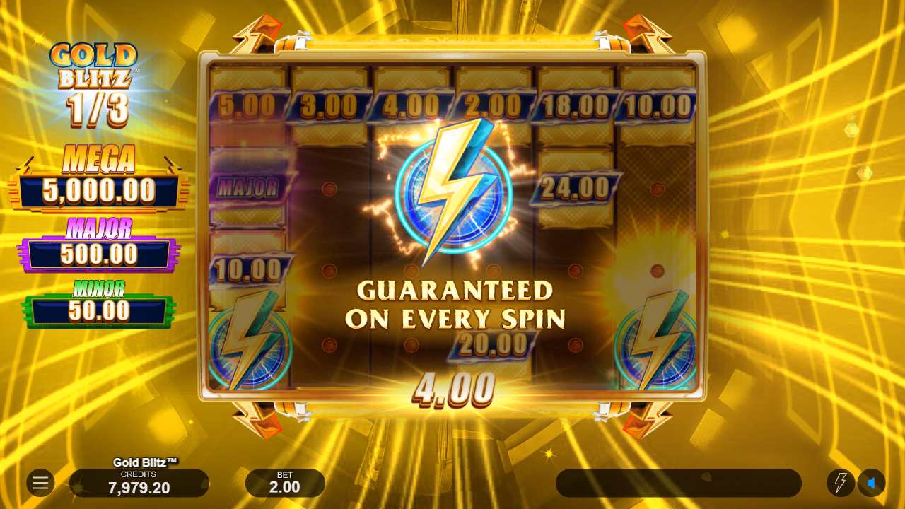 screen shot of gold blitz slot game intro