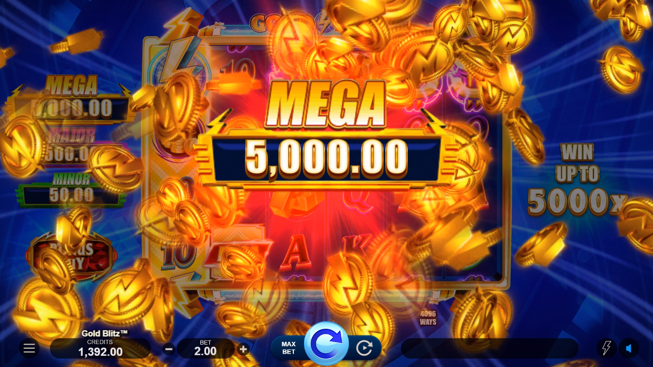 screen shot of gold blitz slot game mega jackpot