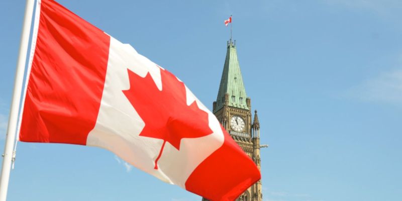 The Canadian flag flapping in front of a clocktower; JackpotCity Casino Blog