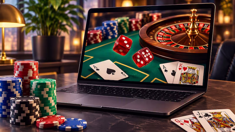 Online casino on laptop