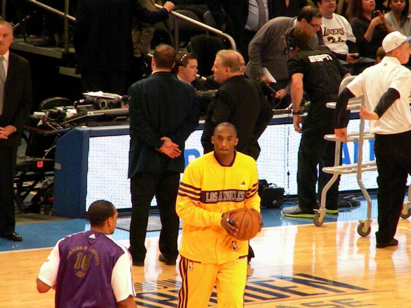 Kobe Bryant shooting around.