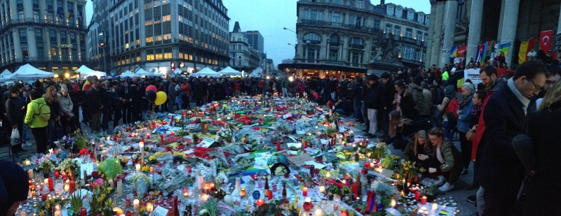 A memorial after the attack in Brussels; Spin Palace Blog