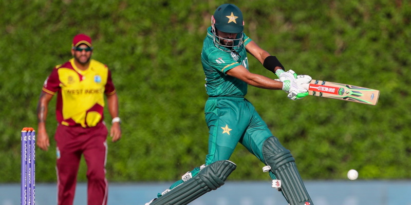 Pakistan's captain Babar Azam bats against the West Indies