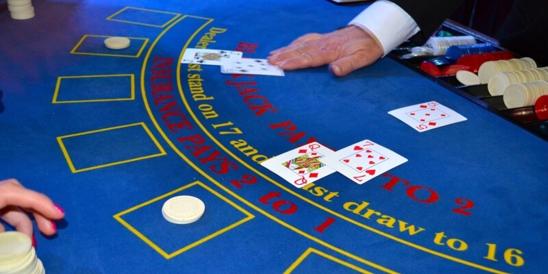 blue live blackjack table