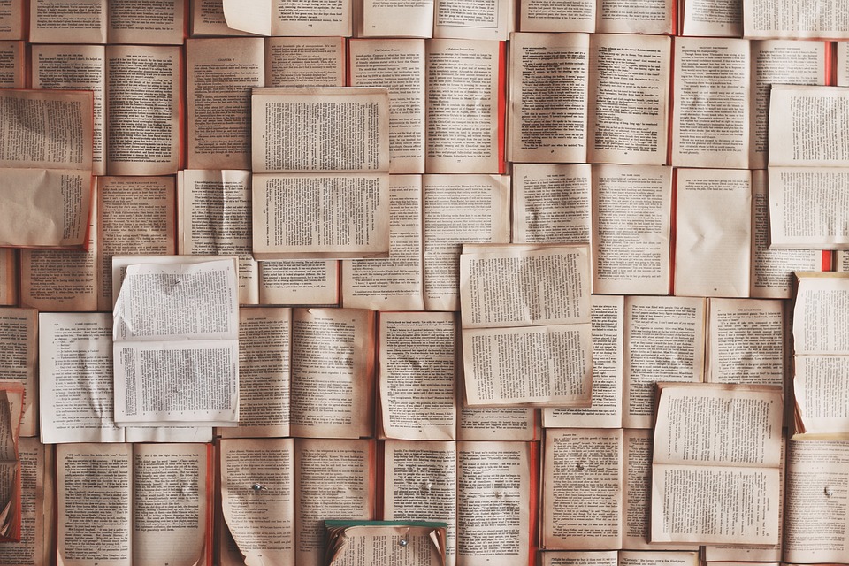 Open books stacked together