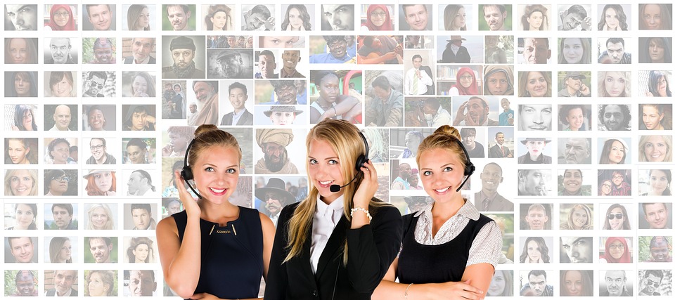three female call center assistants