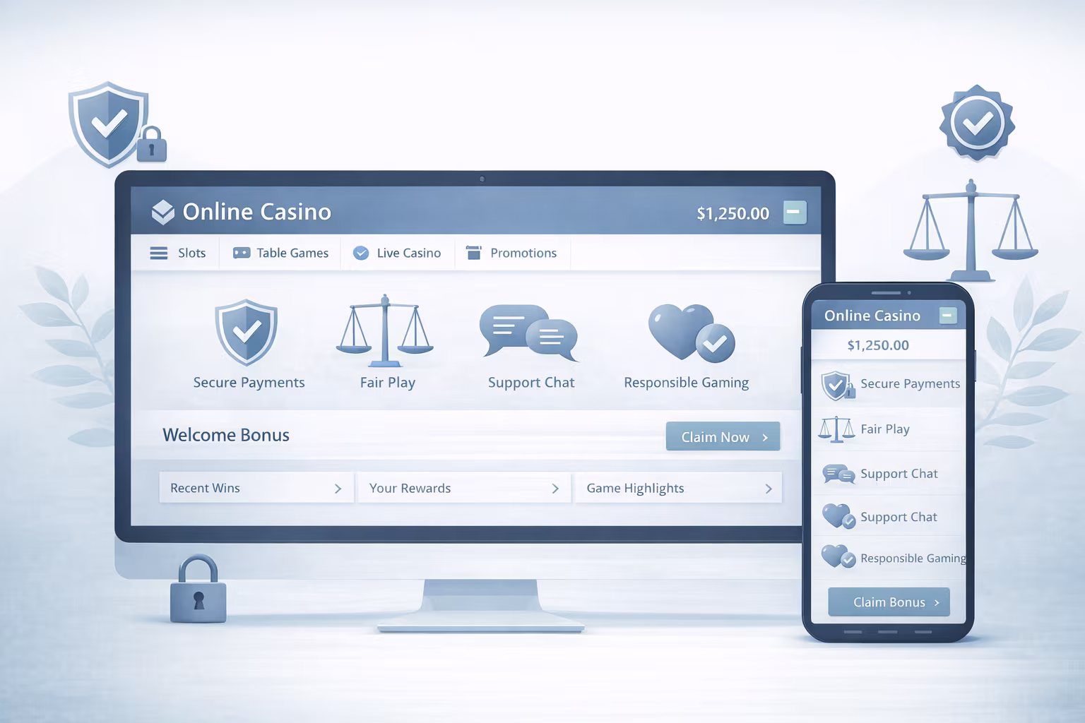 Image showing the security features of a trustworthy online casino