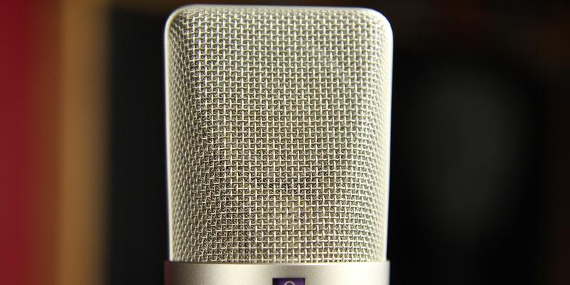 Grey microphone close up