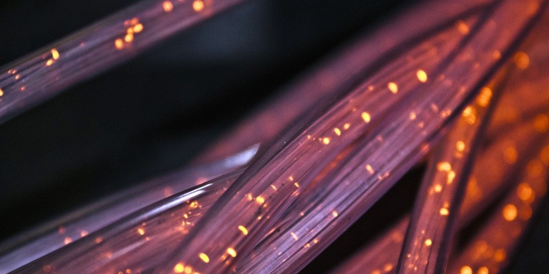 Close-up of internet fiber cables