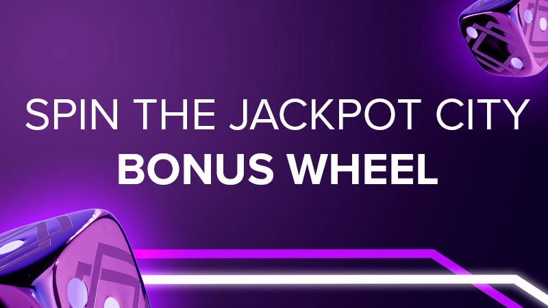 jackpot city theme background with spin the bonus wheel text in white