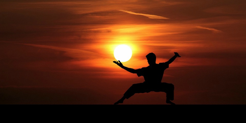 martial arts silhouette sunset