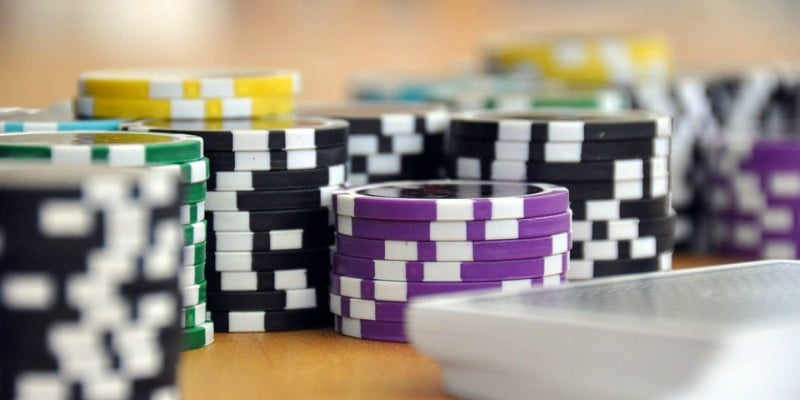 Poker chips and a deck of cards