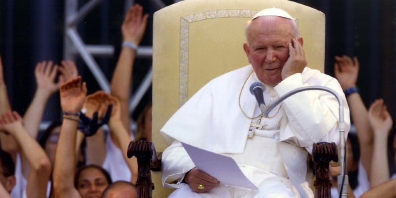Pope John Paul II reading a speech