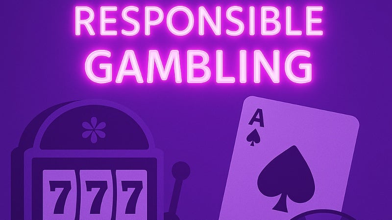 responsible gambling in purple theme and neon writing
