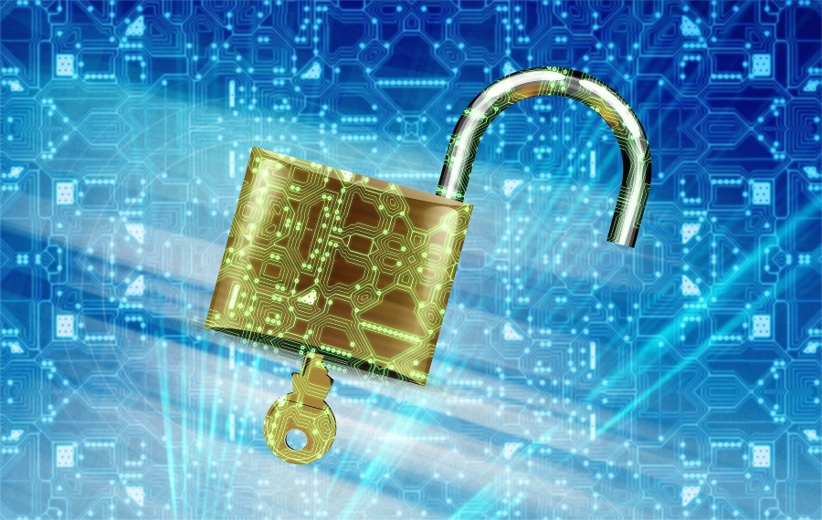 A lock and key made from computer circuitry