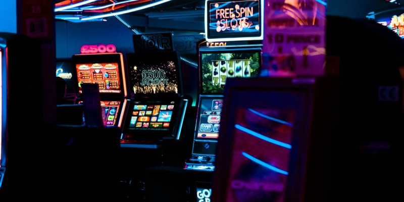 slot machines in low-light casino