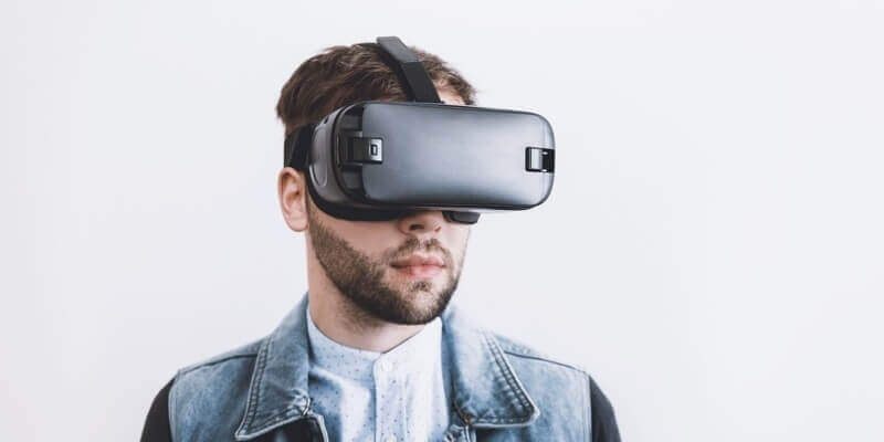 a man wearing a virtual reality mask