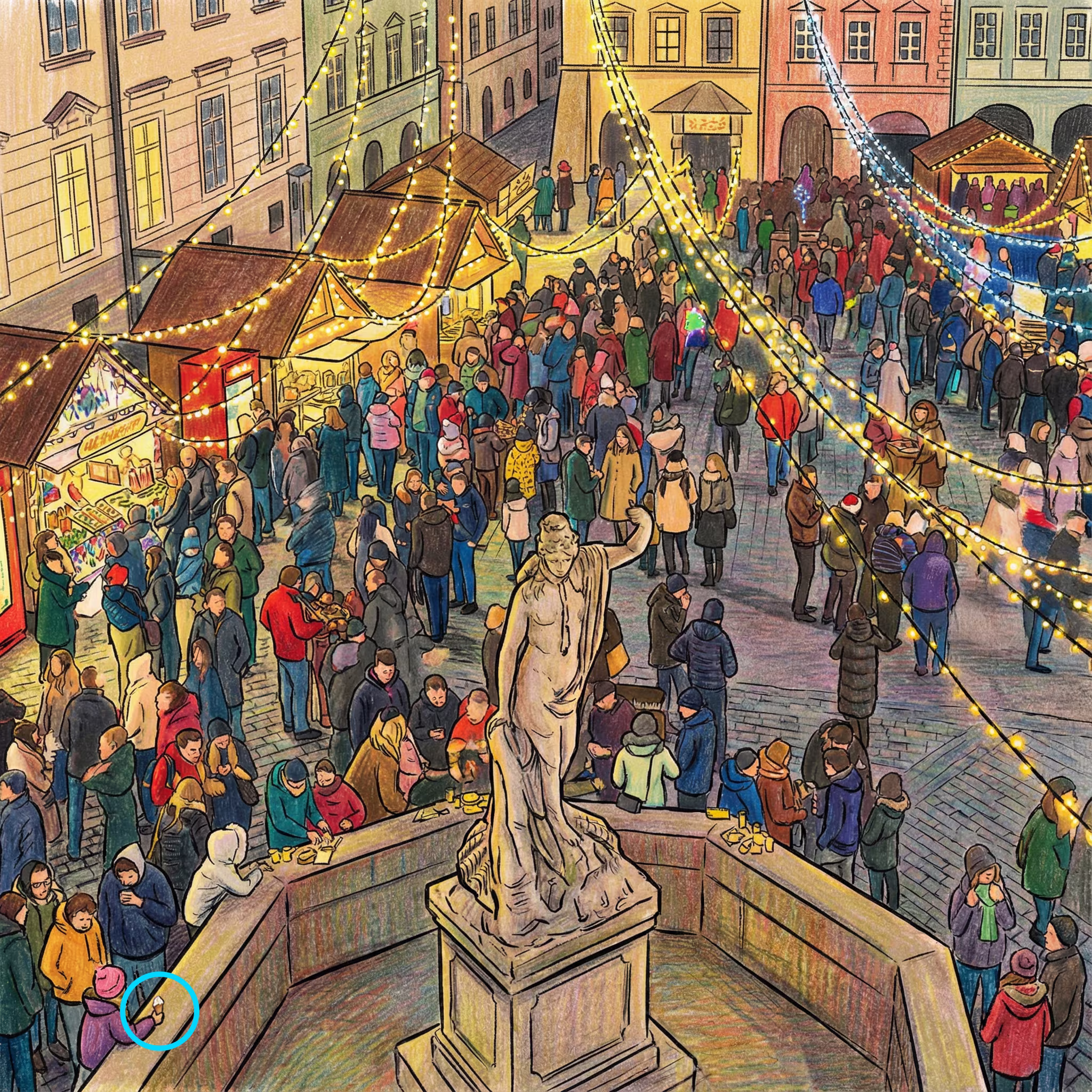 The location of the odd food out at the Christmas market