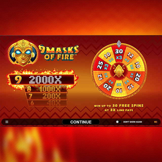 9 Masks of Fire™ free spins wheel