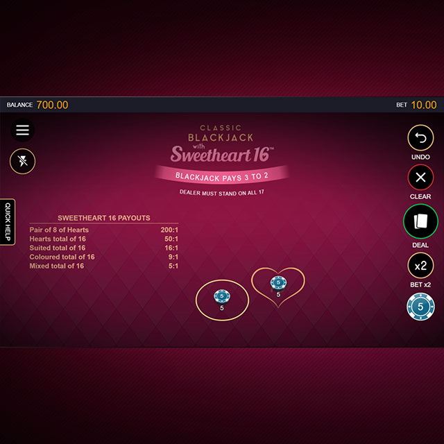 Classic Blackjack Sweetheart 16™ Bonus Feature 2