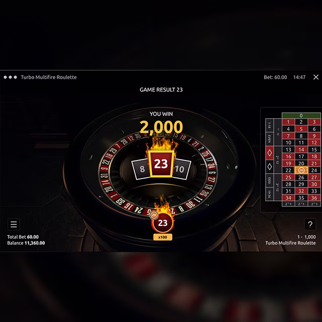 Turbo Multifire Roulette - Pantalla de Victoria