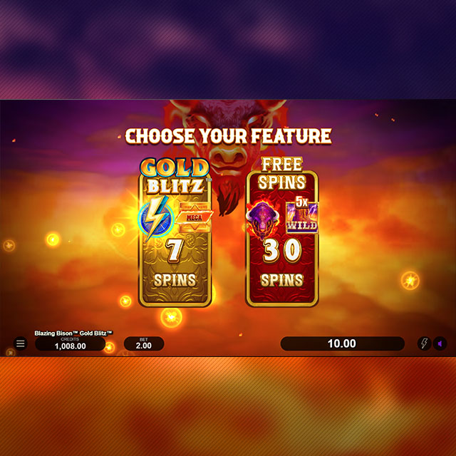 Blazing Bison™ Gold Blitz™ Cash Collect and Gold Blitz™ features.