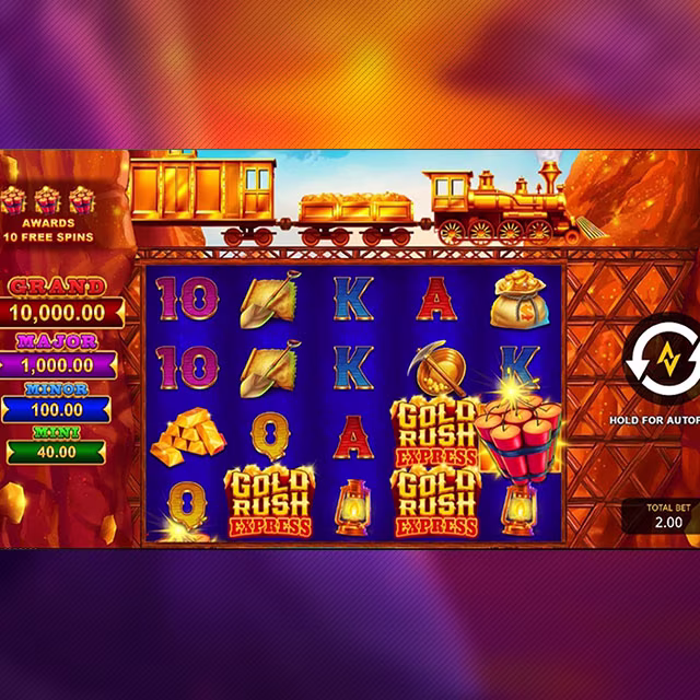 Gold Rush Express slot reels showing bonus symbols that trigger the Rush Express feature.