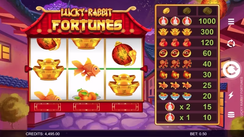In-play screenshot of Goldfish, Gold Pot and Lantern Symbols