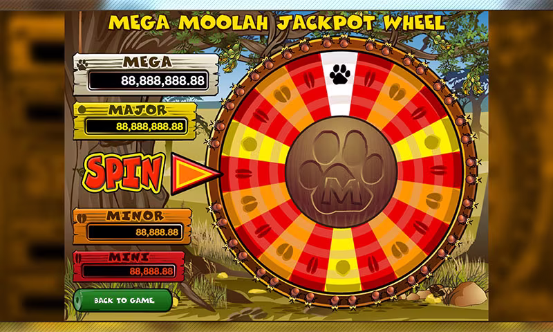 Mega Moolah Jackpot Wheel screenshot