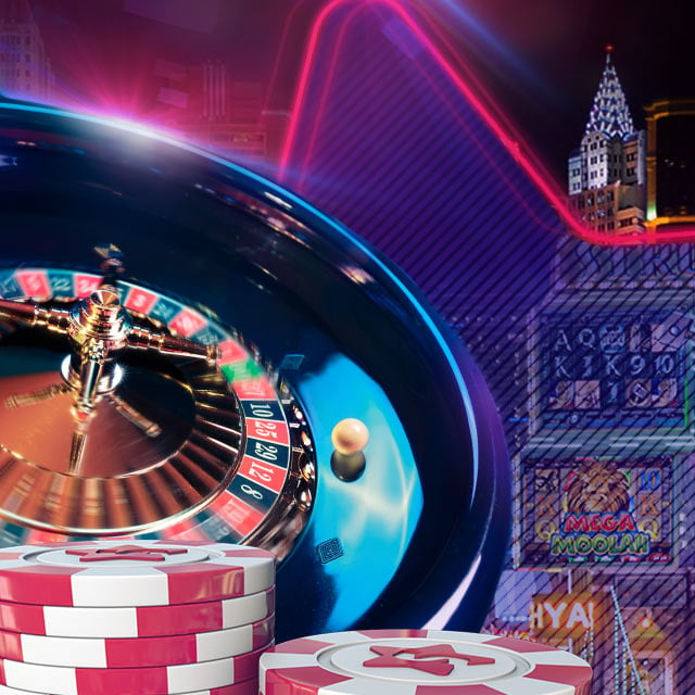 Roulette wheel with casino chips