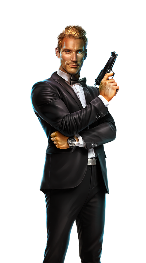 Man in black suit with gun