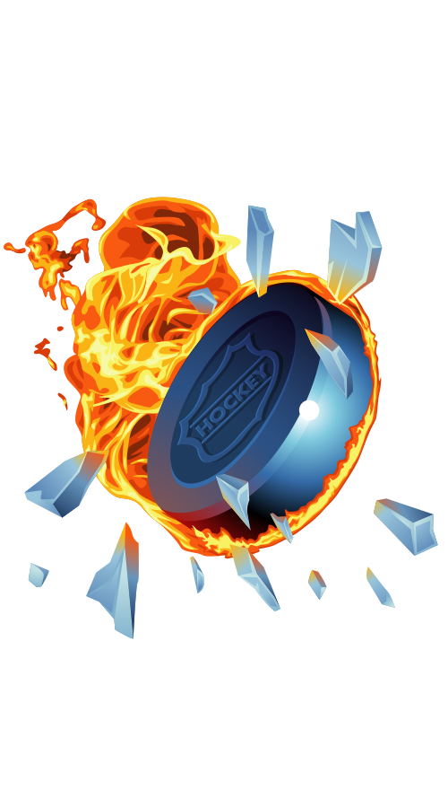 Ice hockey puck with flames