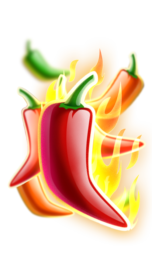 Chilies in flames