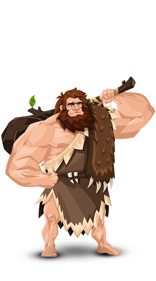 Cave man with wooden club