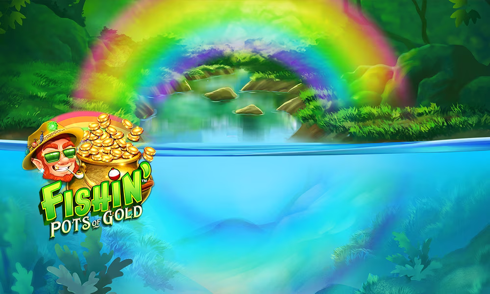 Fishin’ Pots of Gold Background with a rainbow