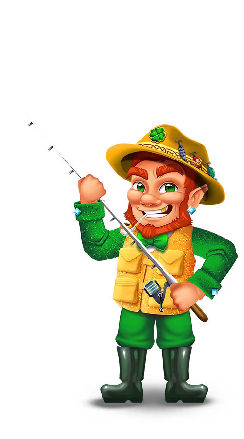 Characters from Fishin’ Pots of Gold online pokie game