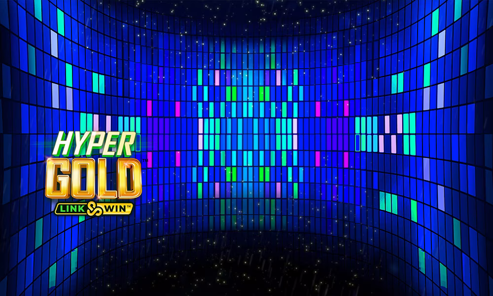 Hyper Gold™ logo and blue background