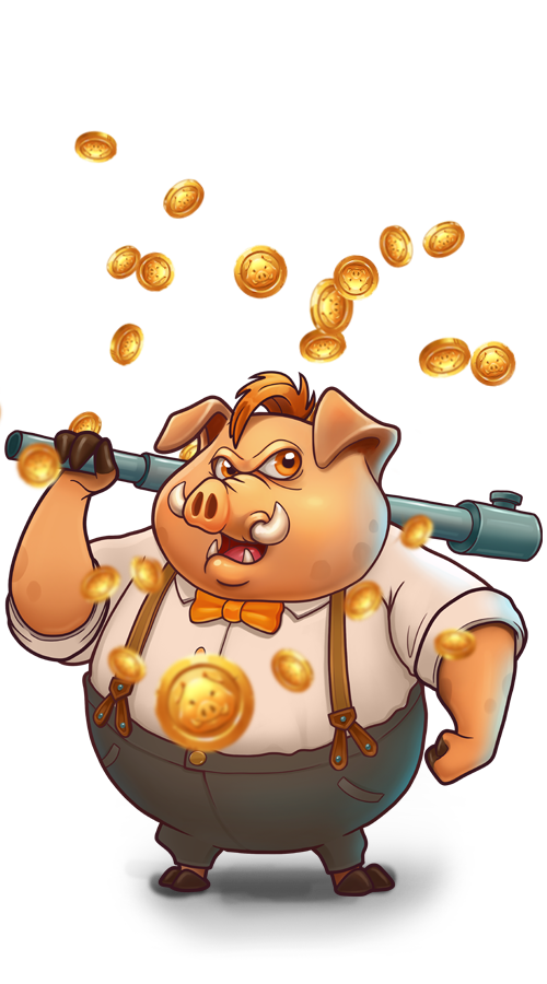 Peaky Pigs™ slot game character.