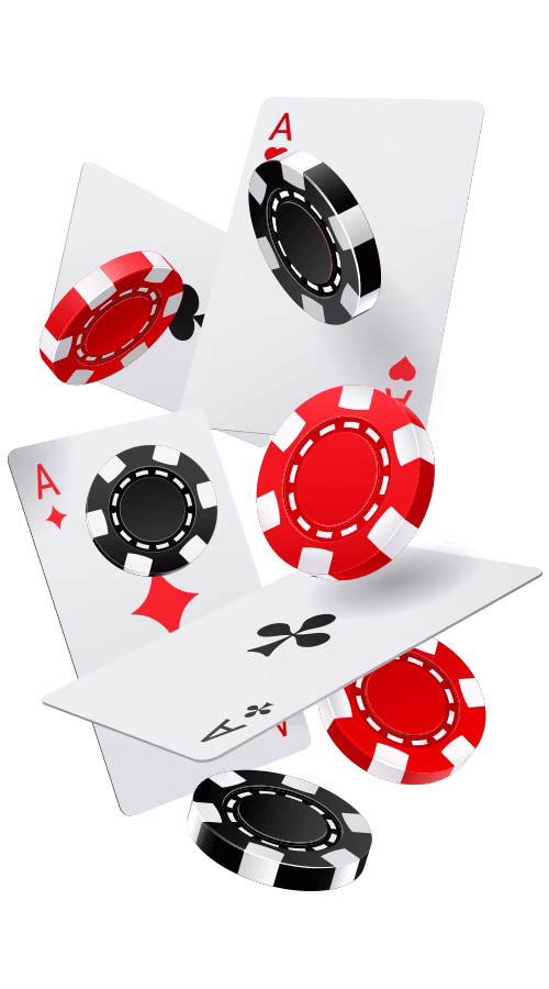 Cartas as y chips de video póquer.