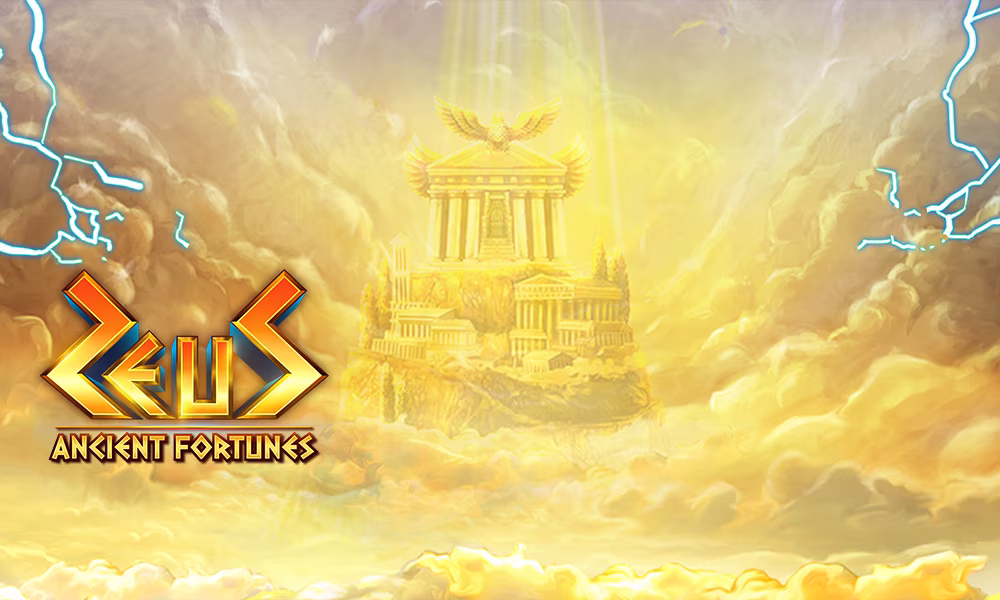 Ancient Fortunes Zeus Background with Golden Clouds