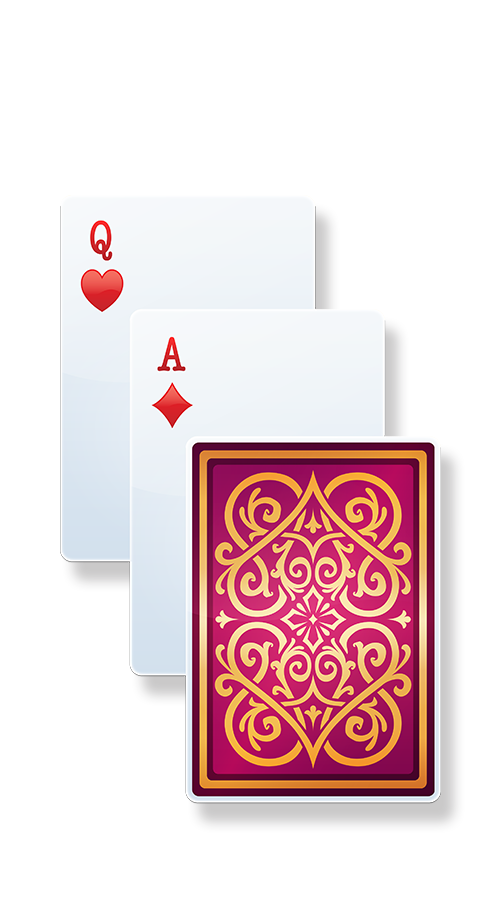 Multi Hand Atlantic City Blackjack Queen and Ace cards