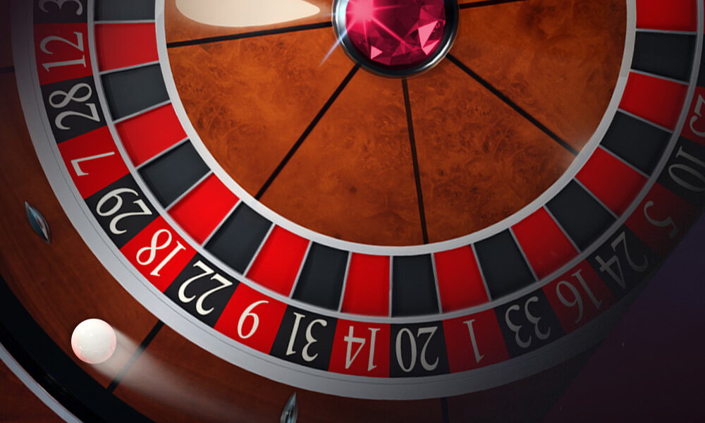 Spin Casino roulette wheel and game chips