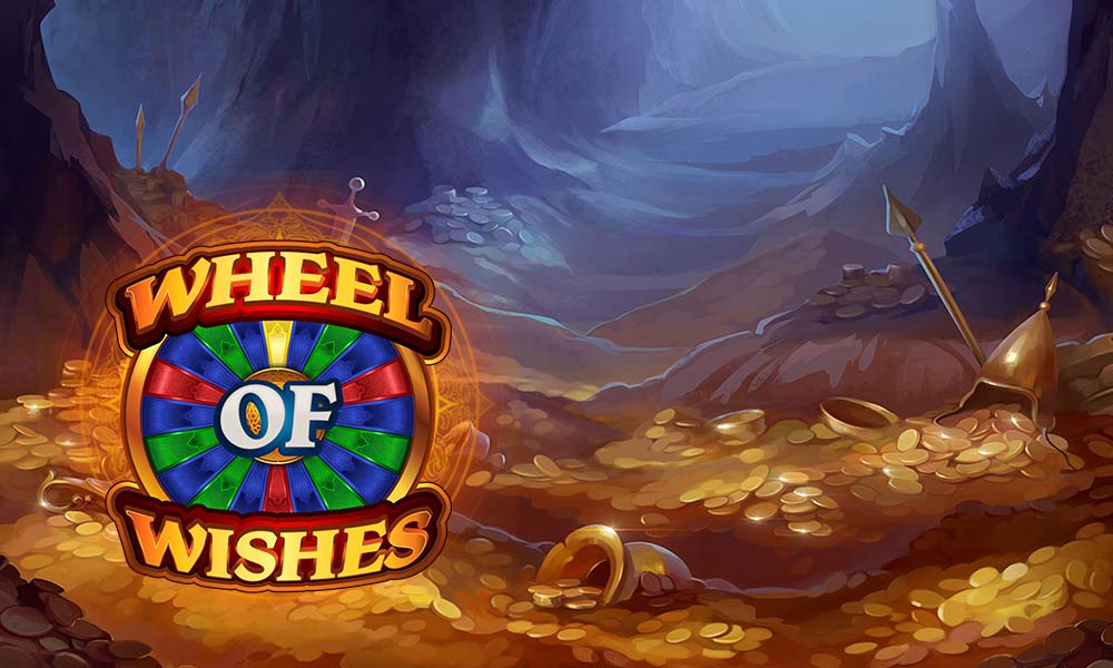 Wheel of Wishes logo with sea of gold coins