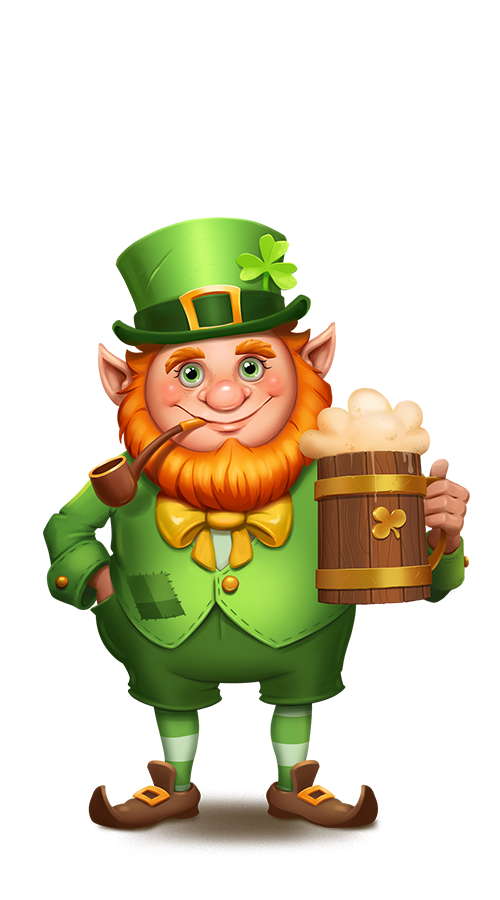 Leprechaun with pipe and beer